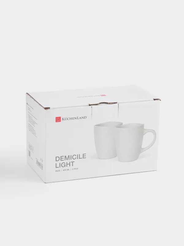 Кружка, 420 мл, 2 шт, керамика, молочная, в крапинку, Неровный край, Demicile light, image-5