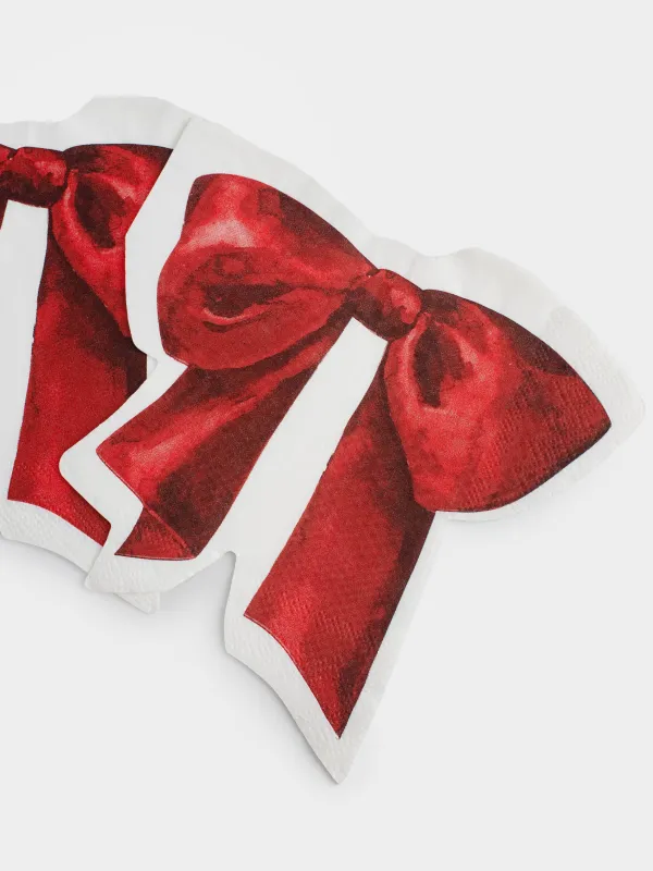 Салфетки бумажные, 30х30 см, 20 шт, фигурные, белые, Красный бант, Christmas traditions, image-3