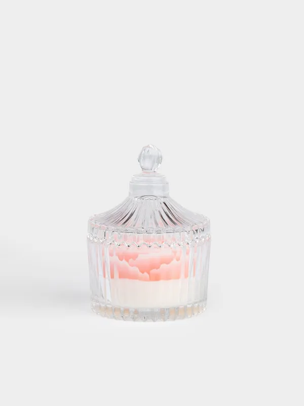 Свеча ароматическая, 6х9 см, в подсвечнике, с крышкой, стекло, Blue Bell, Роза, Rose, image-0