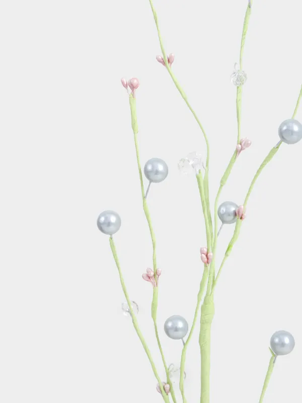 Ветка декоративная, 70 см, Голубые бусины с кристаллами, Balls decor, image-2