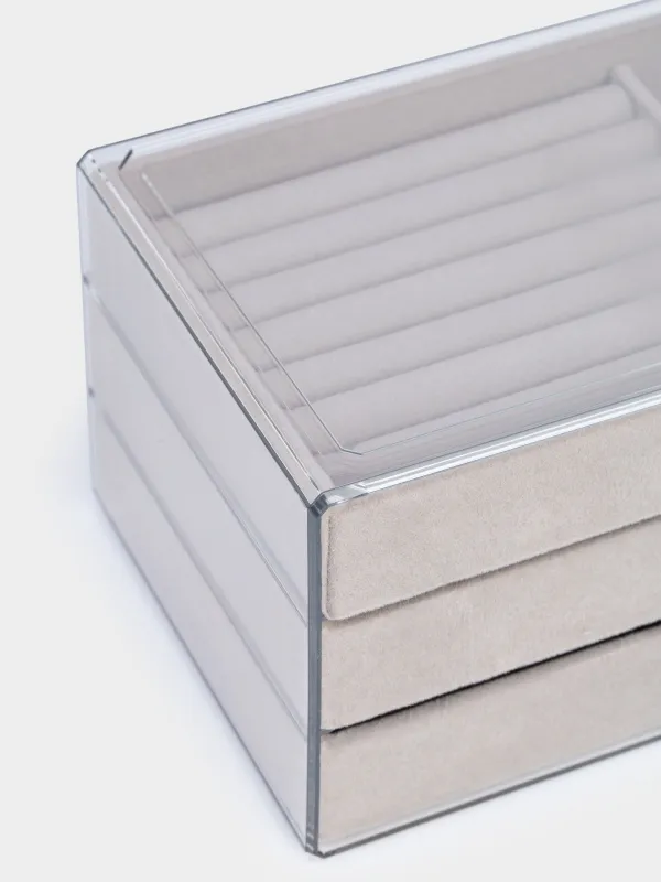 Шкатулка для украшений, 22х13 см, пластик/вельвет, серая, Affluence, image-5