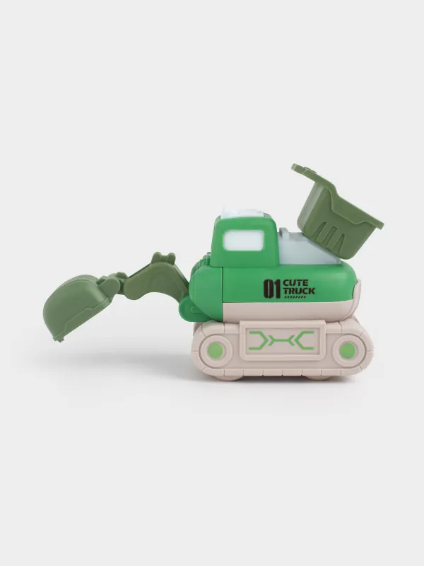 Игрушка, 14х10 см, инерционная, пластик, зеленая, Экскаватор, Traffic, image-2