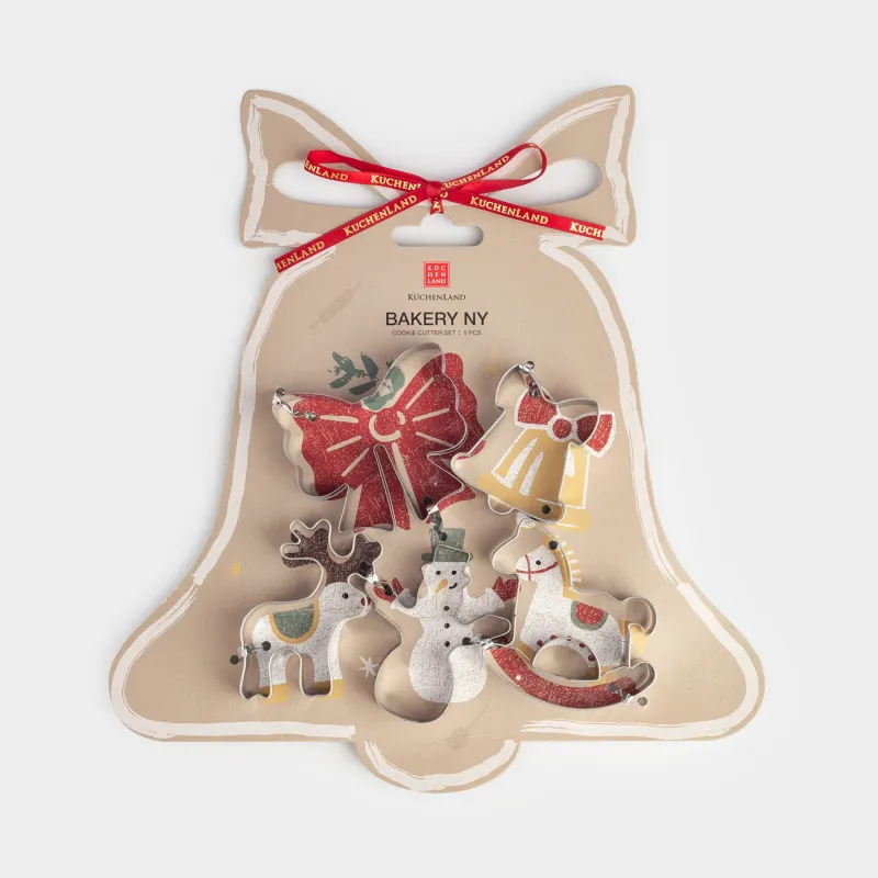 Набор форм для печенья, 5 шт, сталь, Новогодние атрибуты, Bakery NY