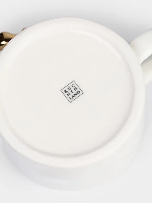 Кружка, 550 мл, фарфор P, молочная, Золотистая ящерица, Paradise garden, image-4