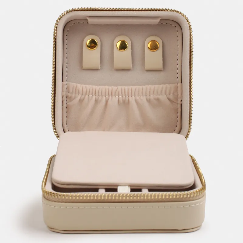 Шкатулка для украшений, 12х12 см, с зеркалом, искусственная кожа/МДФ, бежевая, Premiere small, image-5