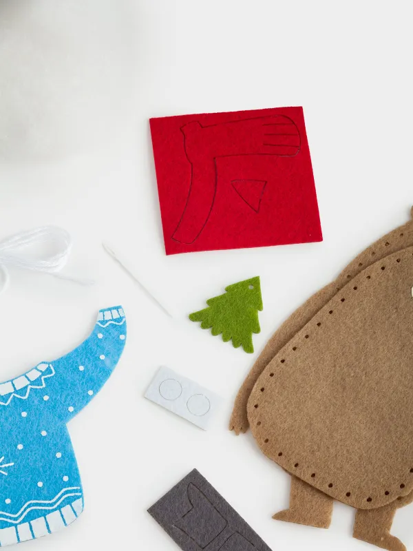 Набор для творчества, 13х15 см, рукоделие, фетр/хлопок, Медведь в свитере, Creativity, image-2