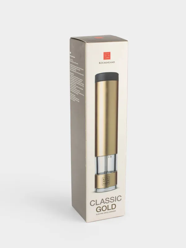 Мельница для специй, 22 см, электрическая, металл/пластик, LED W, золотистая, Piquant, image-4