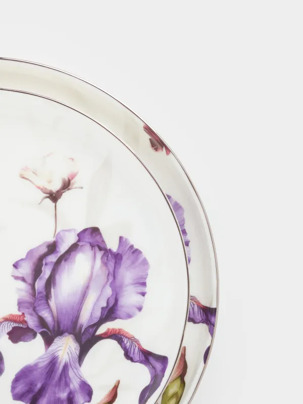 Сервиз обеденный, 6 перс, 19 пр, фарфор F, с серебристым кантом, Ирис, Antarctica Flowers, image-3