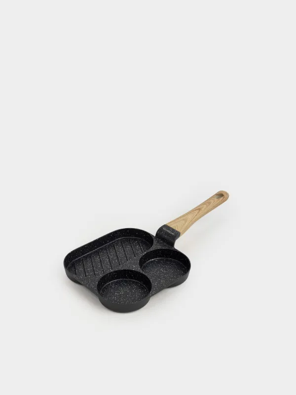 Сковорода-гриль, 20 см, 3 отд, с покрытием, алюминий, квадратная, Action, image-0