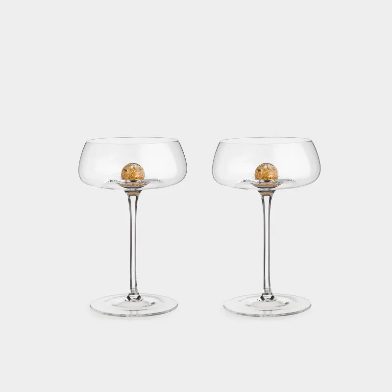 Бокал-креманка для шампанского, 2 шт, Янтарный шар, Sorento globular