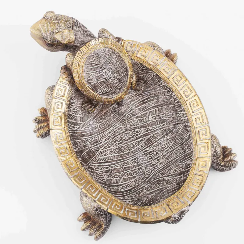Блюдо декоративное, 28х21 см, полирезин, золотисто-серебристое, Черепахи, Paradise island, image-3