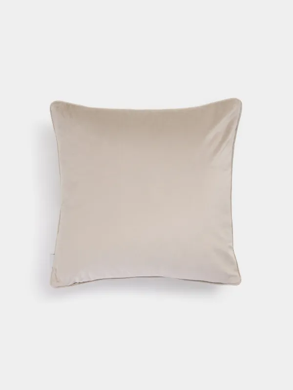 Подушка декоративная, 45х45 см, вельвет/бисер, бежевая, Стрекоза, Dragonfly, image-1