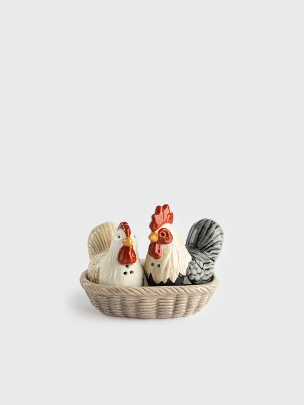 Набор для соли и перца, на подставке, Петух и курица, Rooster, image-0