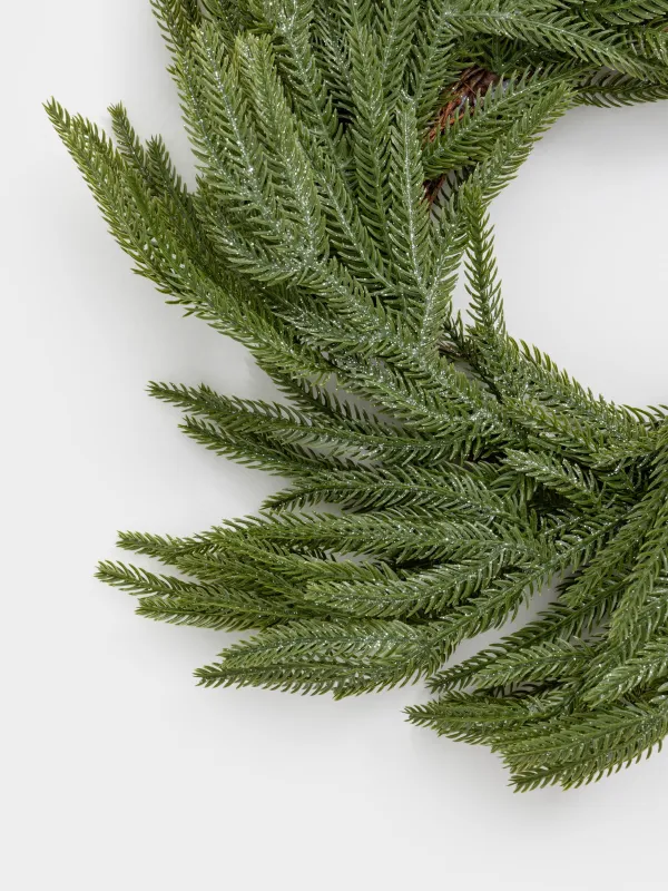 Венок рождественский, 18/55 см, пластик/бумага, Хвоя с блестками, Conifer decor, image-2