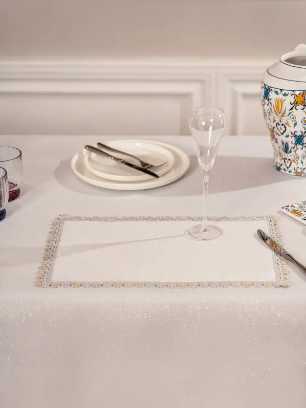 Салфетка под приборы, 30х45 см, полиэстер, прямоугольная, белая, Цветочное кружево, Flower lace, image-6