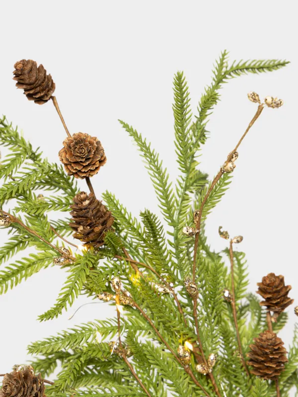 Ветка декоративная, 83 см, с подсветкой, Хвоя с шишками, Conifer decor, image-1