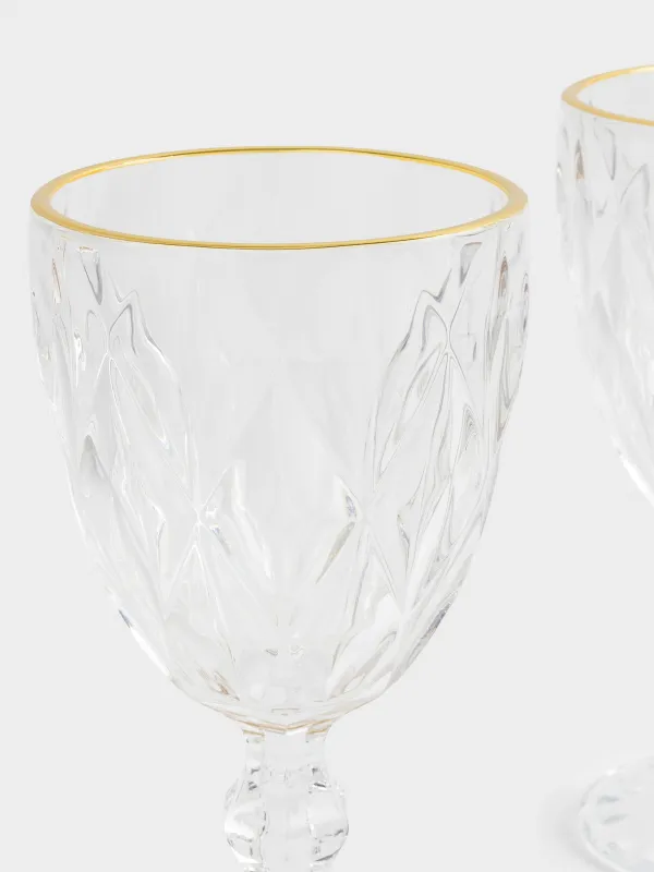 Бокал-кубок для вина, 300 мл, 6 шт, стекло Р, с золотистым кантом, Rhomb gold, image-5