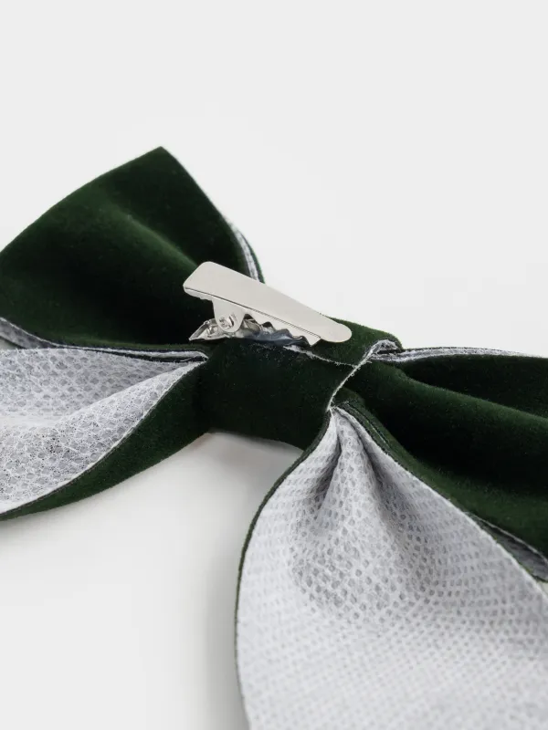 Украшение декоративное, 15 см, на клипсе, полиэстер, зеленое, Бант, Bow velvet, image-3