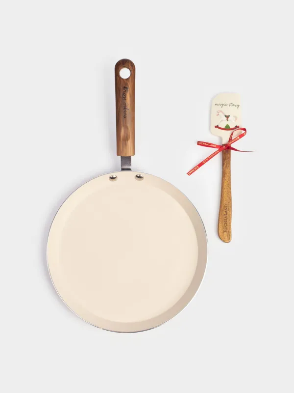 Сковорода блинная, 22 см, с лопаткой, металл/пластик, красная, Лошадка, Christmas tree, image-1