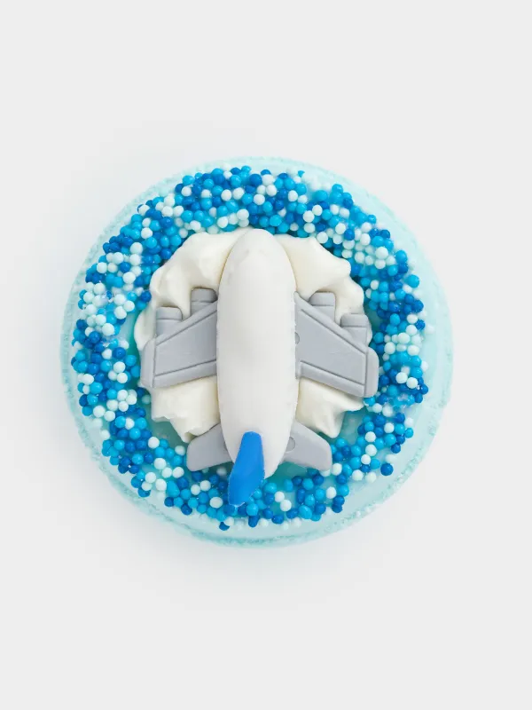 Бомбочка для ванны, 130 гр, с игрушкой, голубая, Ваниль, Самолет, Traffic, image-0