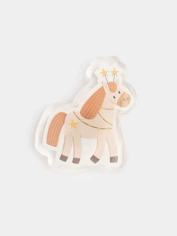 Наклейка, 6х8 см, с подсветкой, многоразовая, термопластик, Лошадка-гирлянда, Christmas decal, image-0