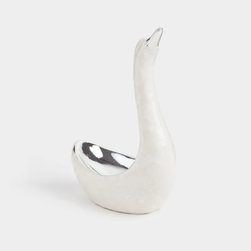 Держатель для украшений, 10 см, полирезин, серебристо-жемчужный, Лебедь, Fantastic, image-1