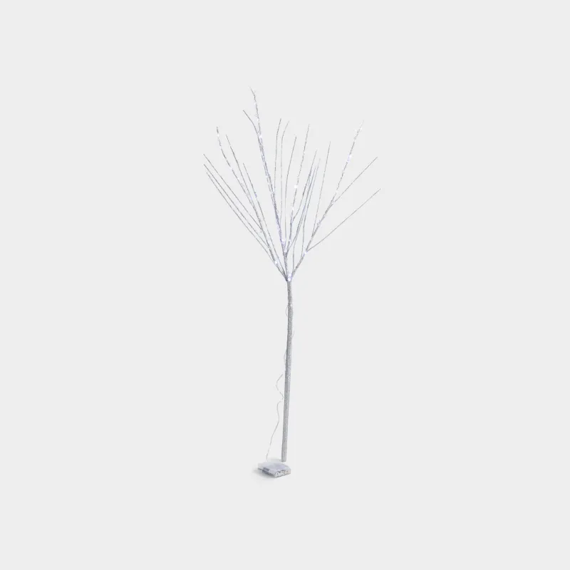 Ветка декоративная, 1 м, с подсветкой, полипропилен/металл, серебристая, Кристаллы, Crystal decor