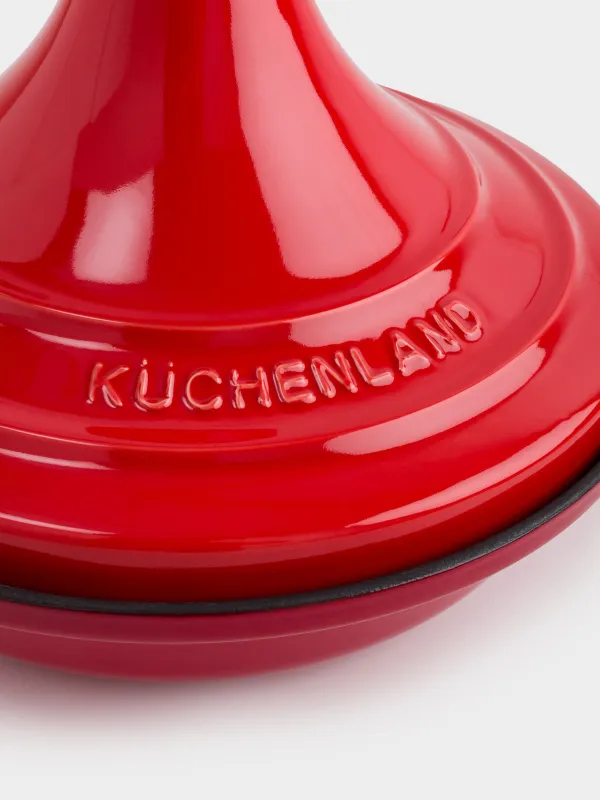 Тажин, 28 см, 2,2 л, с крышкой, чугун/керамика, красный, Bright, image-2