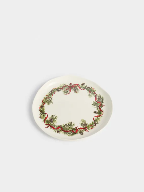 Тарелка обеденная, 26 см, фарфор N, белая, Шишки и рябина, Rowan delice, image-1