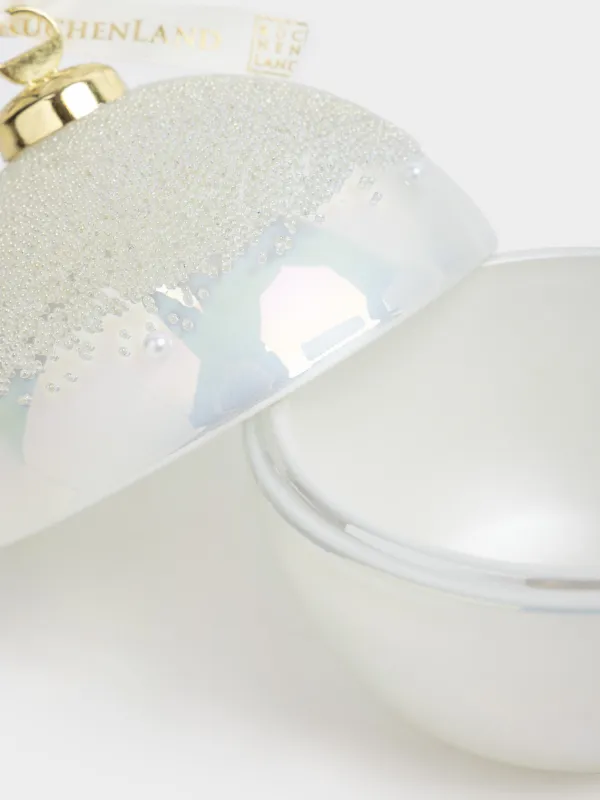 Емкость для хранения, 14х10 см, 230 мл, стекло/металл, жемчужная, Шар, Christmas storage, image-3