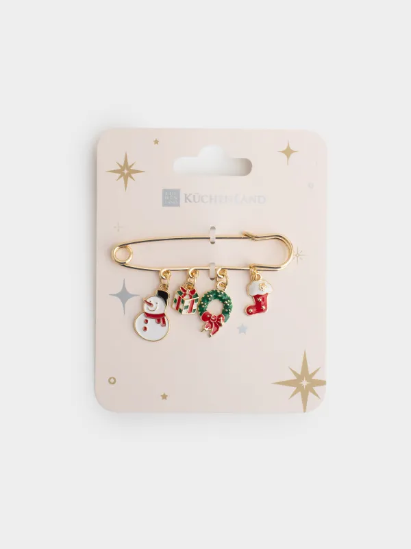 Брошь, 7 см, металл, золотистая, Атрибуты праздника, Jewelry christmas, image-4