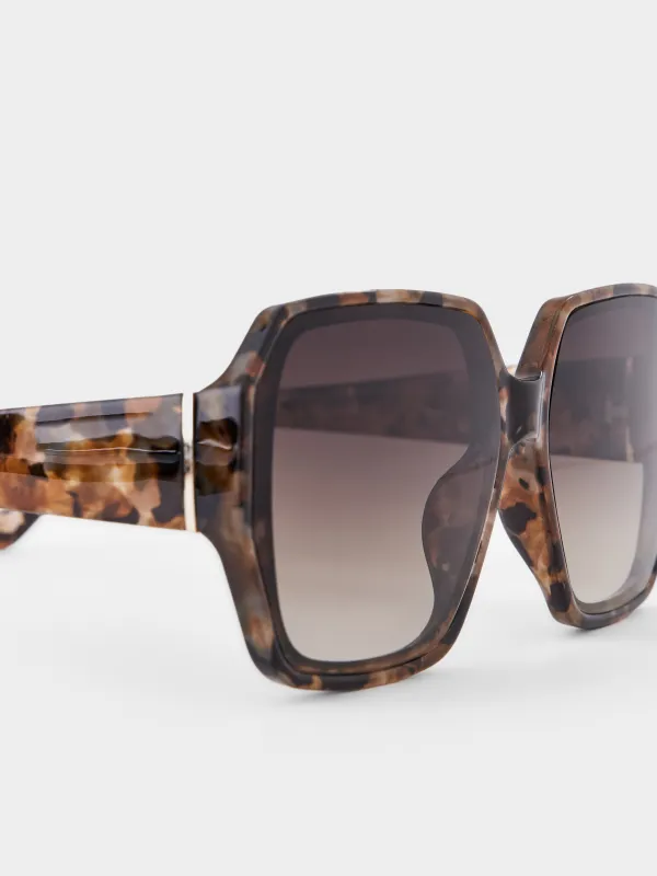 Очки солнцезащитные, пластик, квадратные, черепаховые, Geometric, image-2