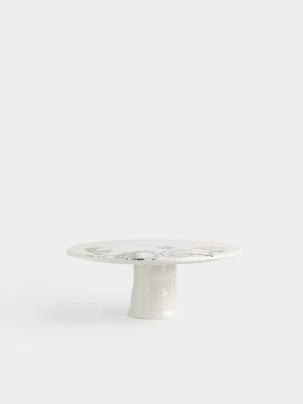 Блюдо на ножке, 26х10 см, Луговые цветы на кракелюре, Floral meadow, image-0