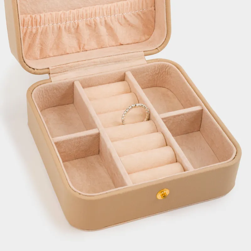 Шкатулка для украшений, 11х11 см, искусственная кожа/МДФ, бежевая, Premiere small, image-6