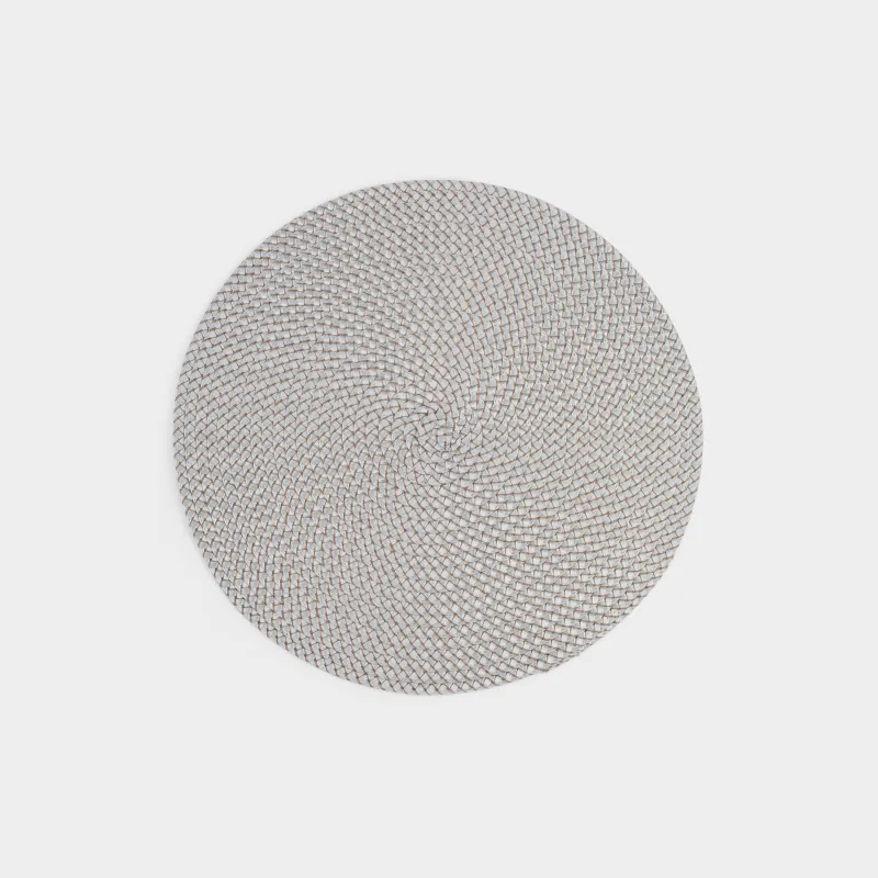 Салфетка под приборы, 38 см, полипропилен/ПЭТ, круглая, серебристая, Circle braid