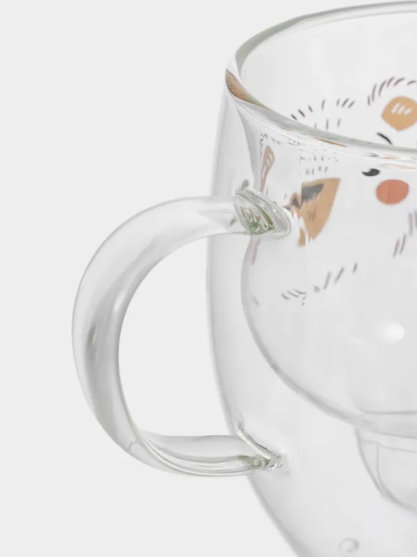 Кружка, 300 мл, с крышкой, стекло Б/силикон, Медведь, Air shape, image-4