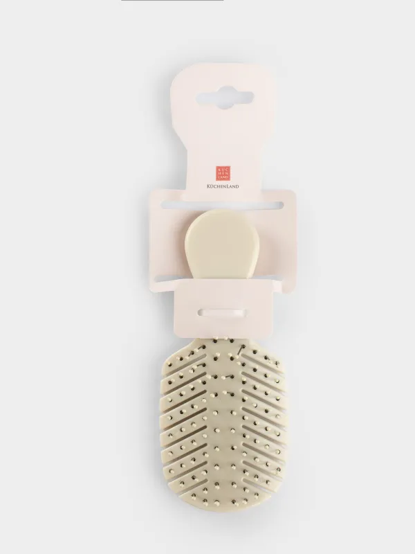 Расческа массажная для волос, 14x6 см, дорожная, пластик, бежевая, Demo, image-3