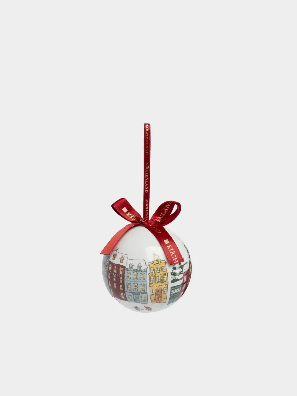 Игрушка елочная, 7 см, Шар, Дома, Ball print, image-0