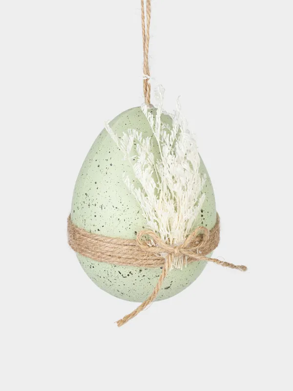 Подвеска декоративная, 10 см, пластик, зеленая, с сухоцветами, Яйцо, Natural Easter, image-1