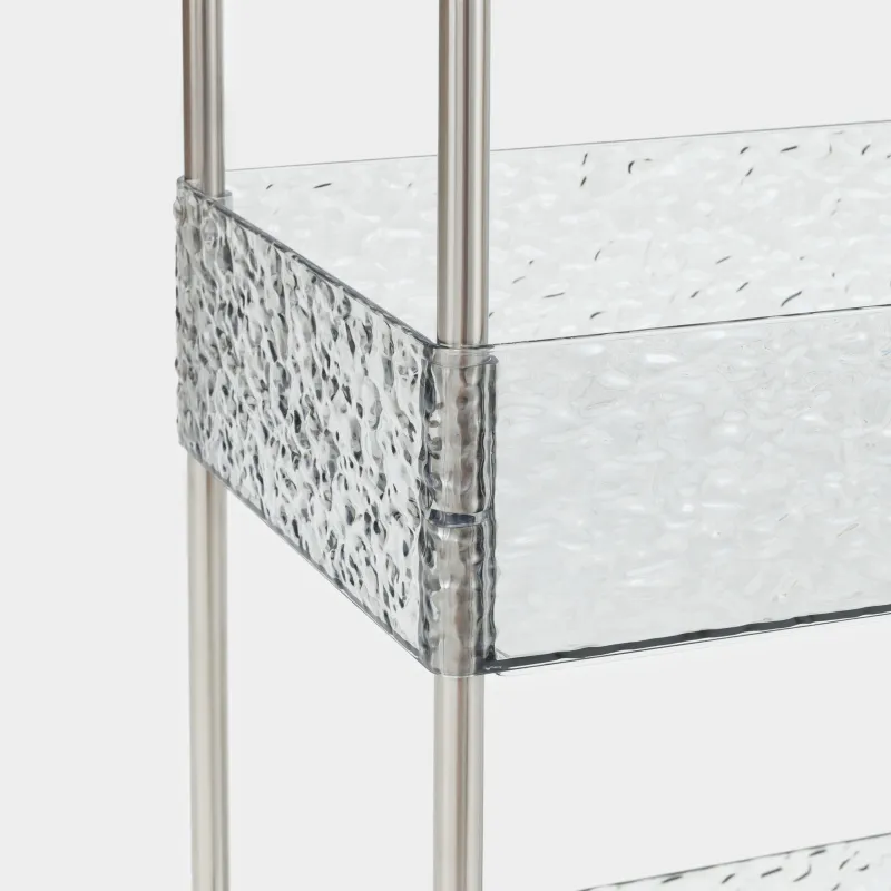 Этажерка, 3-х ярусная, 40х22х63 см, на колесах, с корзинами, пластик, серая, Renaissance clear, image-2