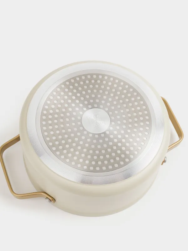 Кастрюля, 24 см, 5,5 л, с крышкой, с покрытием, алюминий, молочная, Piatto gold, image-2