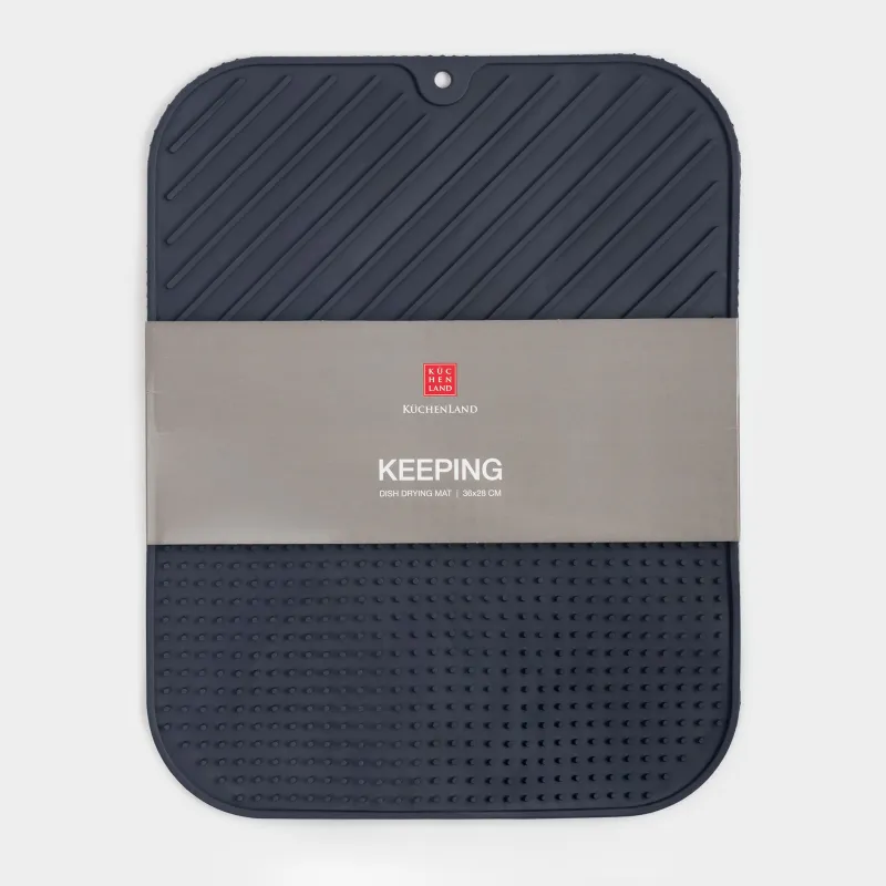 Коврик для сушки посуды, 36х28 см, резина, серый, Keeping, image-4