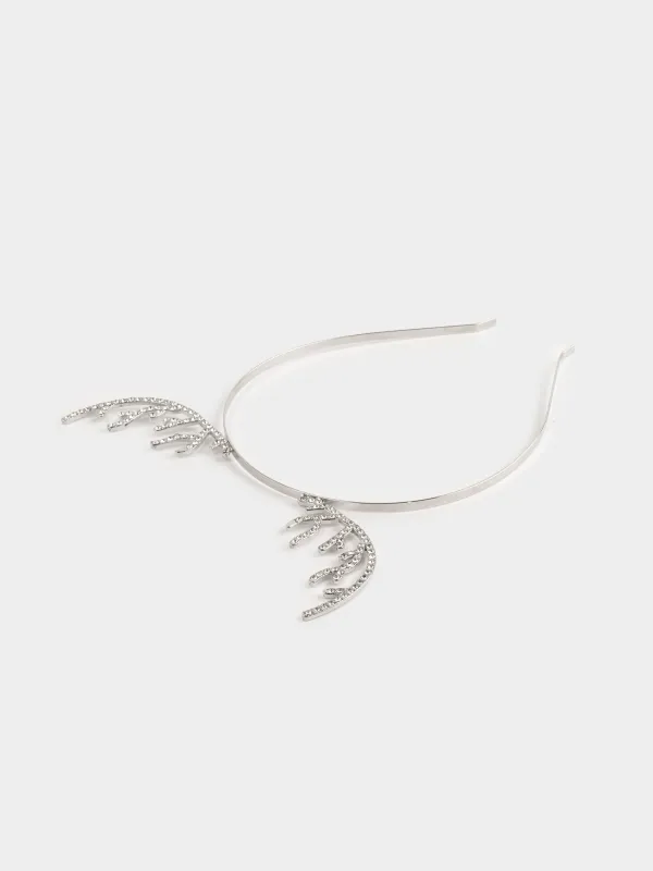 Ободок карнавальный, 19х15 см, детский, металл/стразы, серебристый, Оленьи рожки, Sparkly deer, image-3