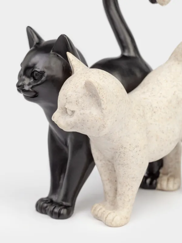 Статуэтка, 10х13 см, полирезин, черно-бежевая, Кот и кошка, Cat, image-6
