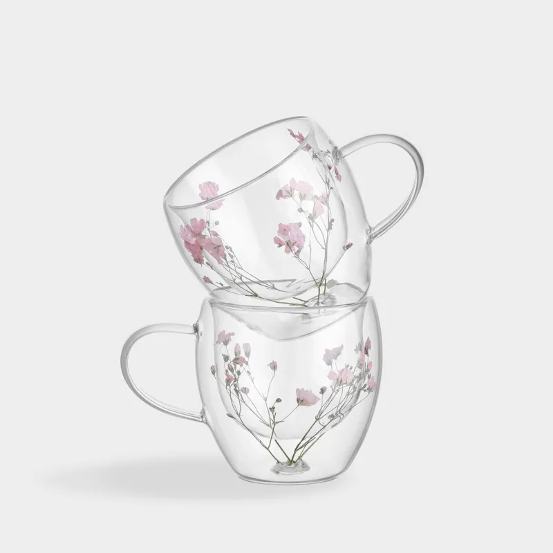 Кружка, 250 мл, 2 шт, стекло Б, с сухоцветами внутри, Air decor