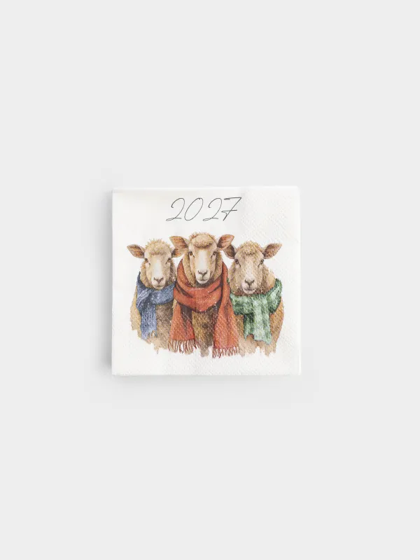 Салфетки бумажные, 21х21 см, 20 шт, Овечки в шарфах, Sheep trio, image-0