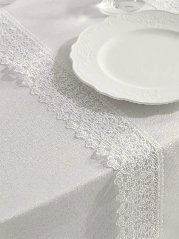 Дорожка настольная, 40х160 см, с люрексом и кружевом, Lace lurex, image-3