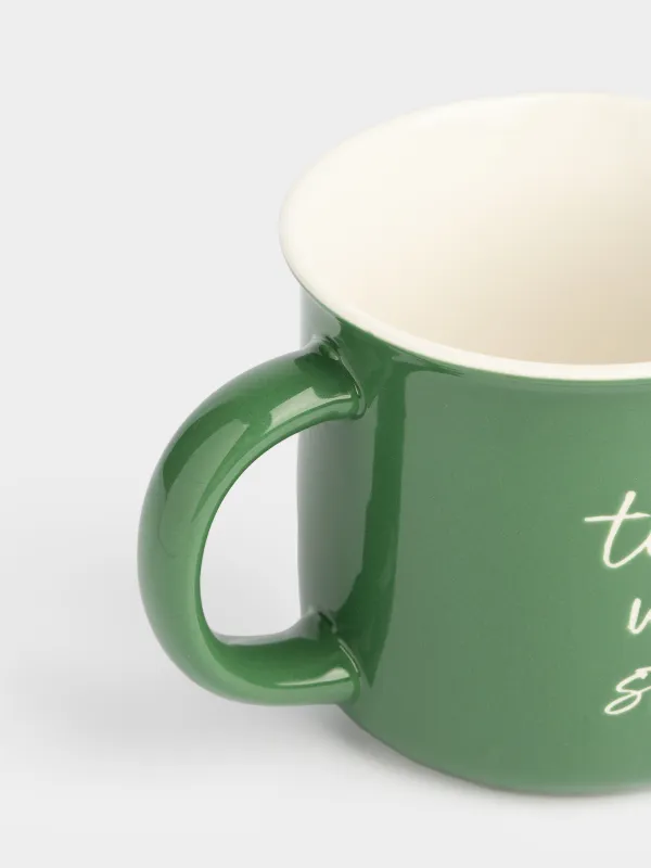 Кружка, 370 мл, фарфор N, зеленая, Time of winter stories, Mug title, image-1