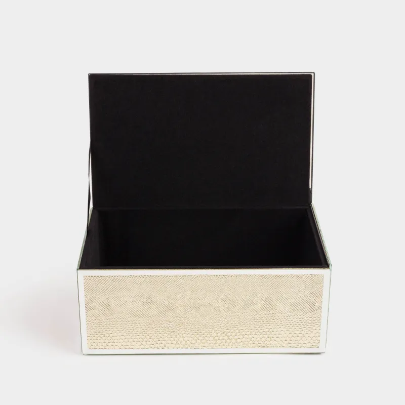 Шкатулка для украшений, 21х13 см, стекло, золотистая, Змеиный принт, Snake print, image-4