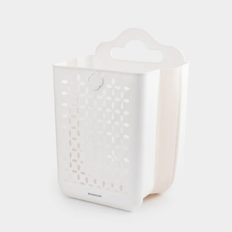 Корзина для белья, 25х34х48 см, складная, пластик/резина, бежево-розовая, Foldaway, image-3